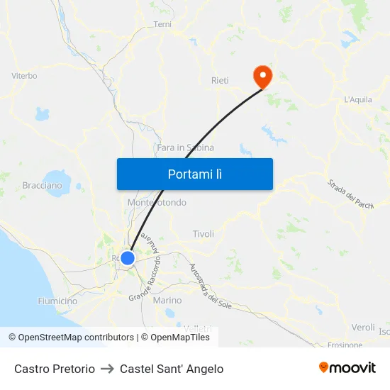 Castro Pretorio to Castel Sant' Angelo map