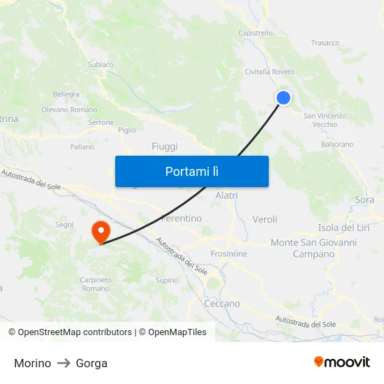 Morino to Gorga map