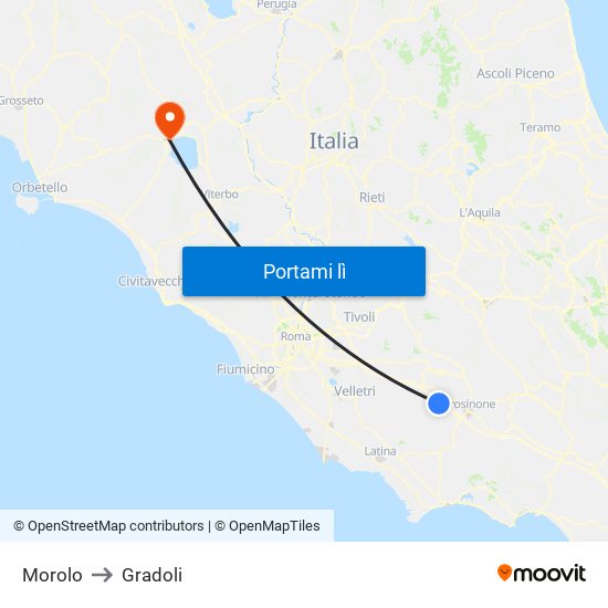 Morolo to Gradoli map