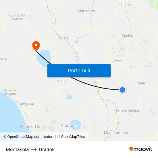 Montasola to Gradoli map