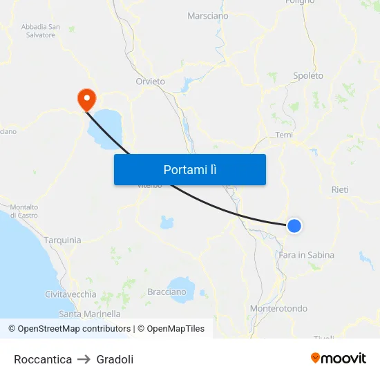 Roccantica to Gradoli map