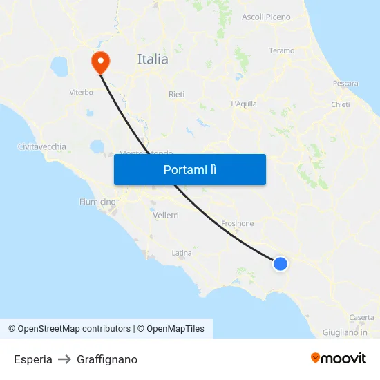 Esperia to Graffignano map