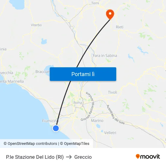 P.le Stazione Del Lido (Rl) to Greccio map
