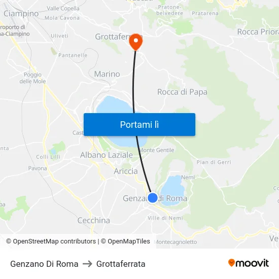 Genzano Di Roma to Grottaferrata map