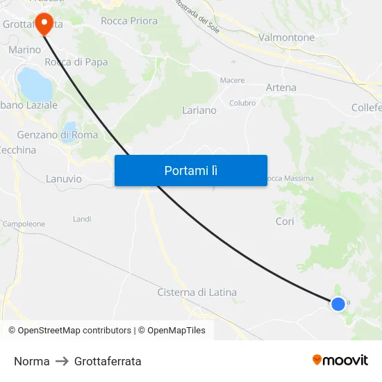 Norma to Grottaferrata map