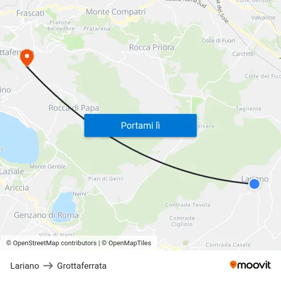 Lariano to Grottaferrata map