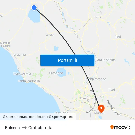 Bolsena to Grottaferrata map