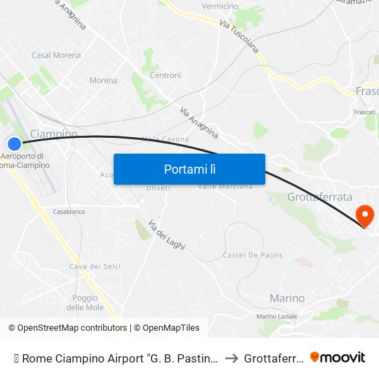 ✈ Rome Ciampino Airport "G. B. Pastine" (Cia) to Grottaferrata map