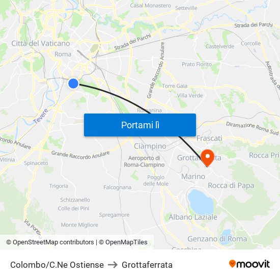 Colombo/C.Ne Ostiense to Grottaferrata map