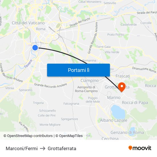 Marconi/Fermi to Grottaferrata map