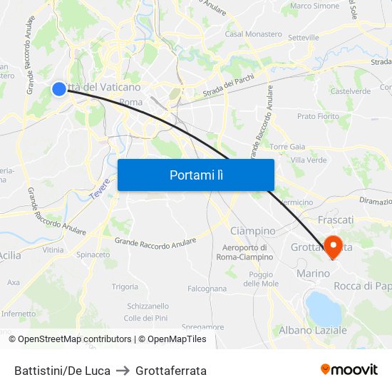 Battistini/De Luca to Grottaferrata map