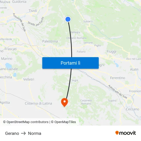 Gerano to Norma map