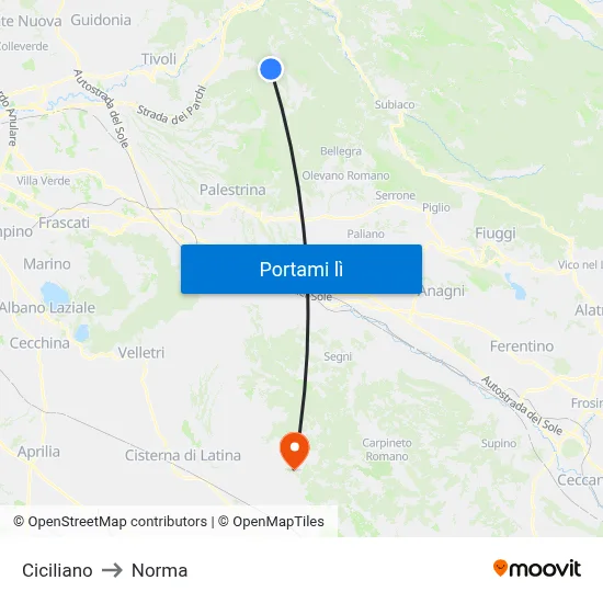 Ciciliano to Norma map