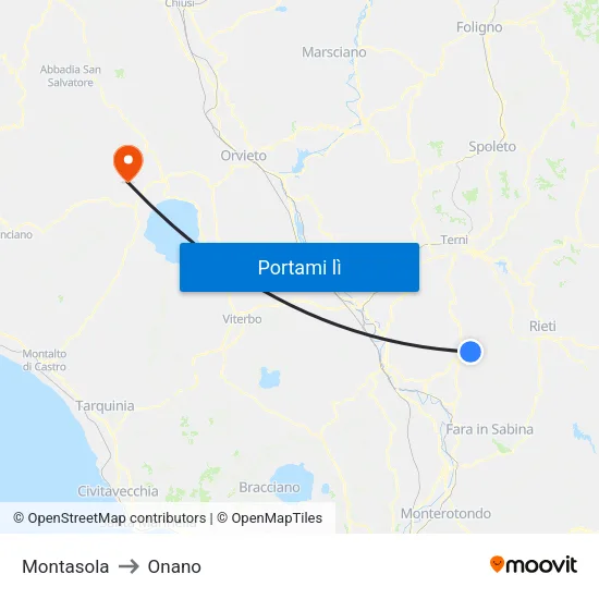 Montasola to Onano map