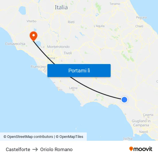 Castelforte to Oriolo Romano map