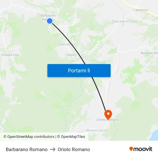 Barbarano Romano to Oriolo Romano map