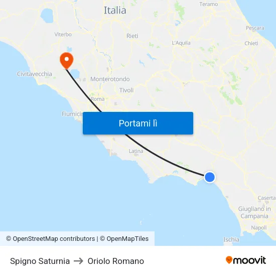 Spigno Saturnia to Oriolo Romano map