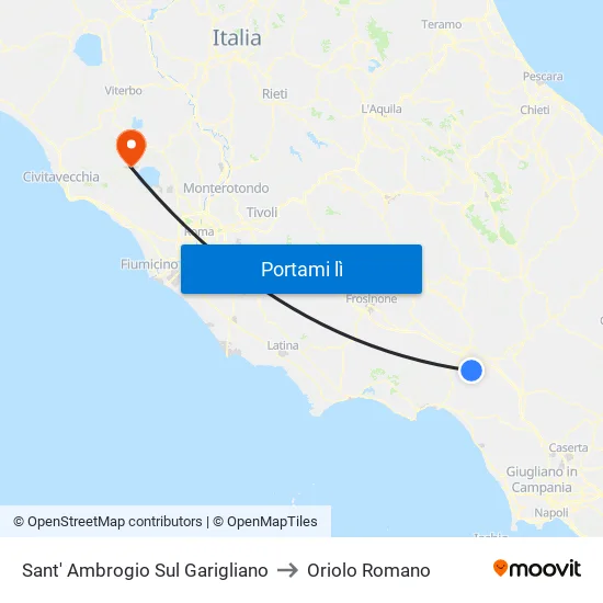 Sant' Ambrogio Sul Garigliano to Oriolo Romano map