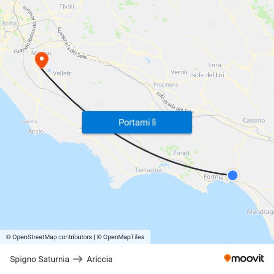 Spigno Saturnia to Ariccia map