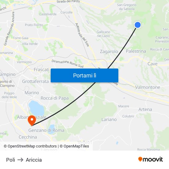 Poli to Ariccia map