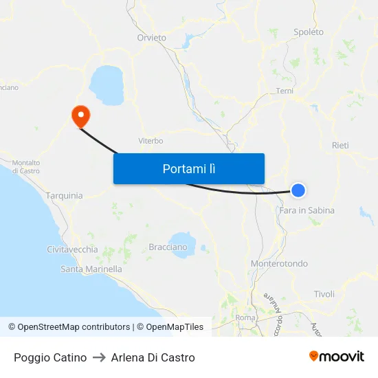 Poggio Catino to Arlena Di Castro map