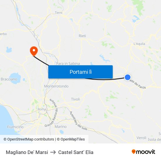 Magliano De' Marsi to Castel Sant' Elia map