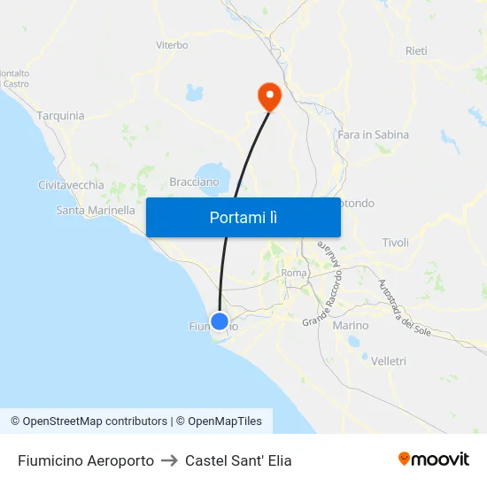 Fiumicino Aeroporto to Castel Sant' Elia map