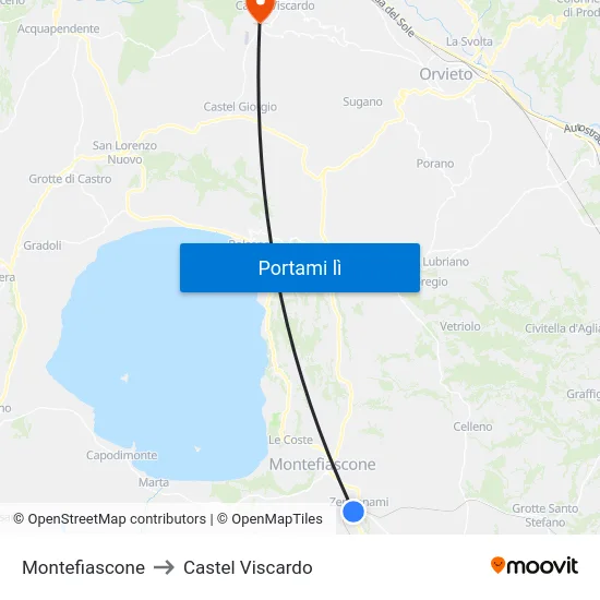 Montefiascone to Castel Viscardo map