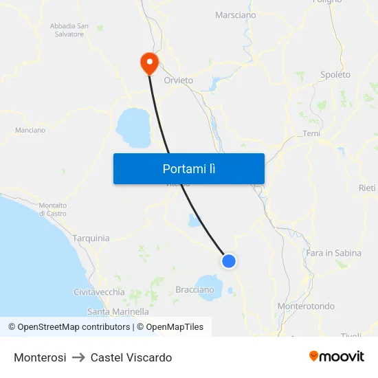 Monterosi to Castel Viscardo map