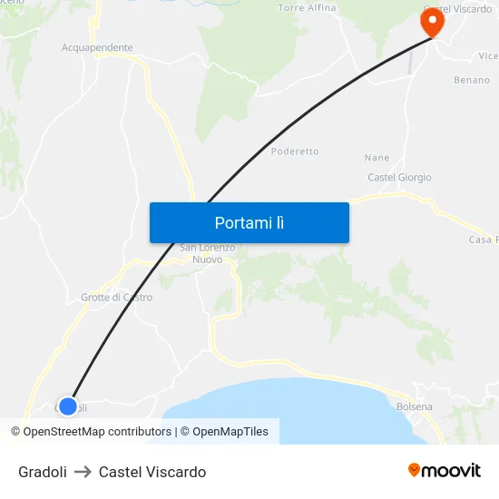 Gradoli to Castel Viscardo map