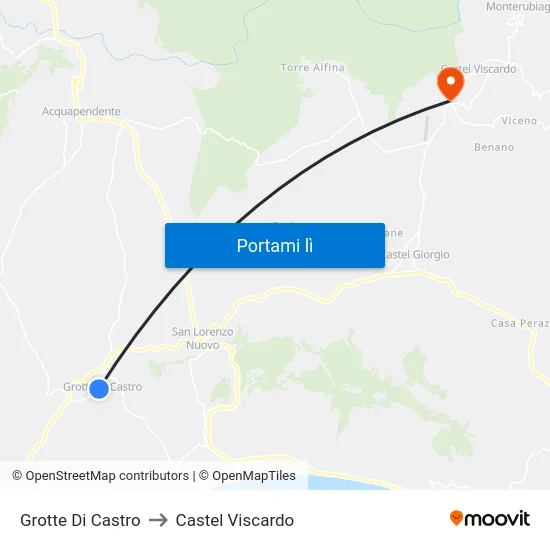Grotte Di Castro to Castel Viscardo map
