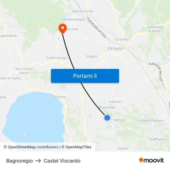Bagnoregio to Castel Viscardo map