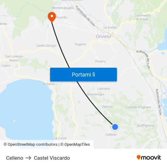 Celleno to Castel Viscardo map