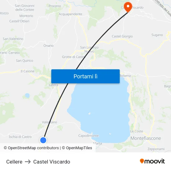 Cellere to Castel Viscardo map