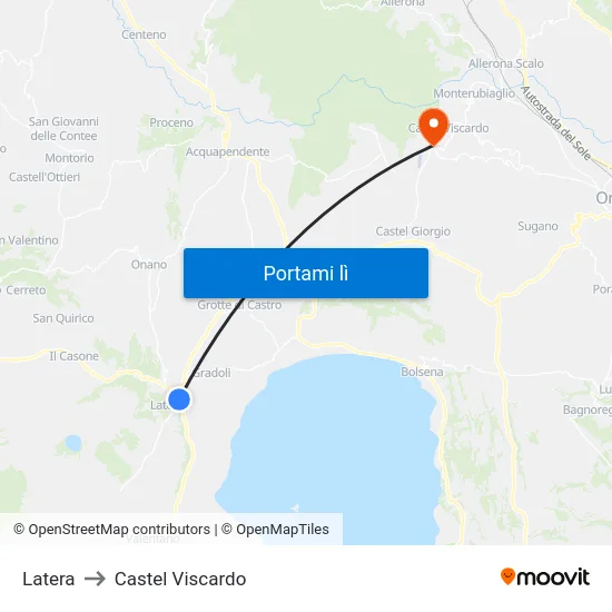 Latera to Castel Viscardo map