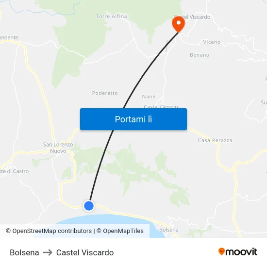 Bolsena to Castel Viscardo map