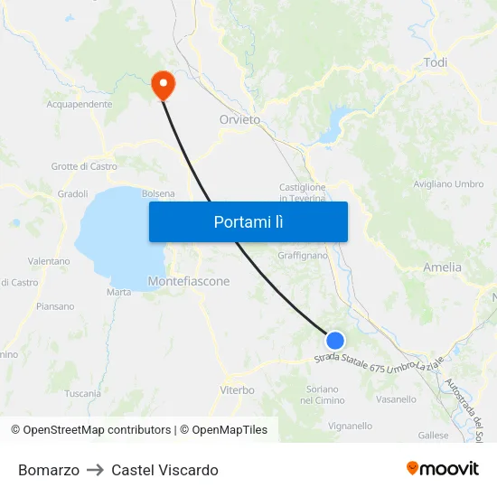 Bomarzo to Castel Viscardo map