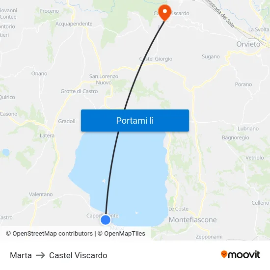 Marta to Castel Viscardo map