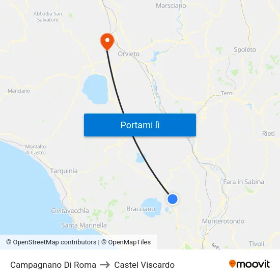 Campagnano Di Roma to Castel Viscardo map