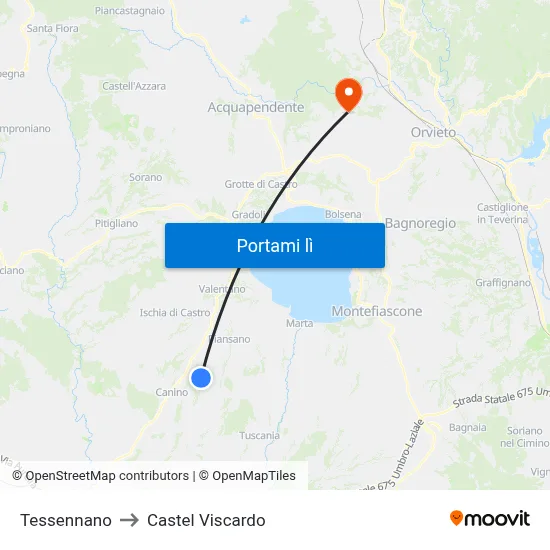 Tessennano to Castel Viscardo map