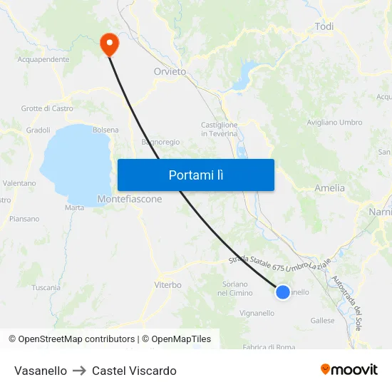 Vasanello to Castel Viscardo map