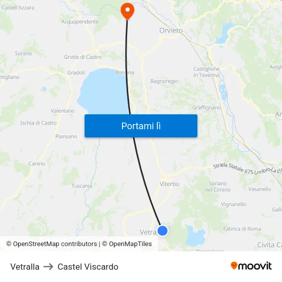 Vetralla to Castel Viscardo map