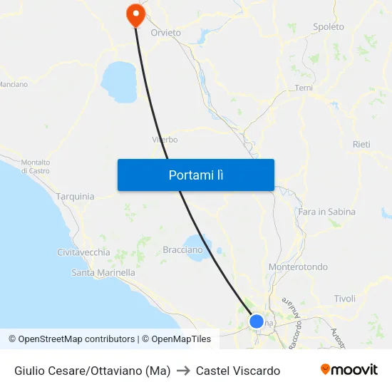 Giulio Cesare/Ottaviano (Ma) to Castel Viscardo map