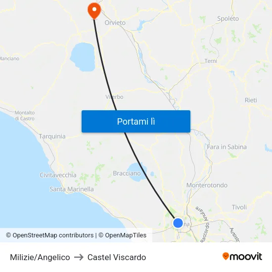 Milizie/Angelico to Castel Viscardo map