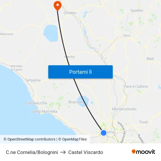 C.ne Cornelia/Bolognini to Castel Viscardo map