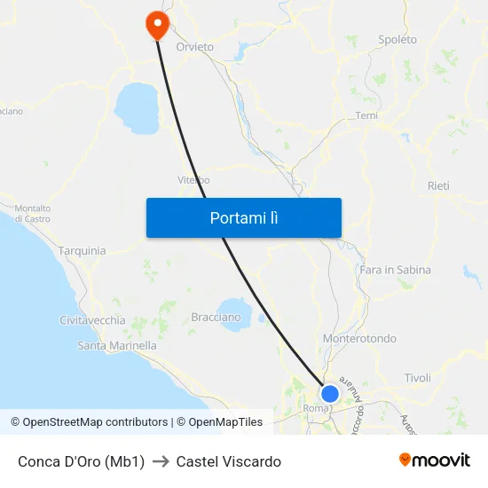 Conca D'Oro (Mb1) to Castel Viscardo map