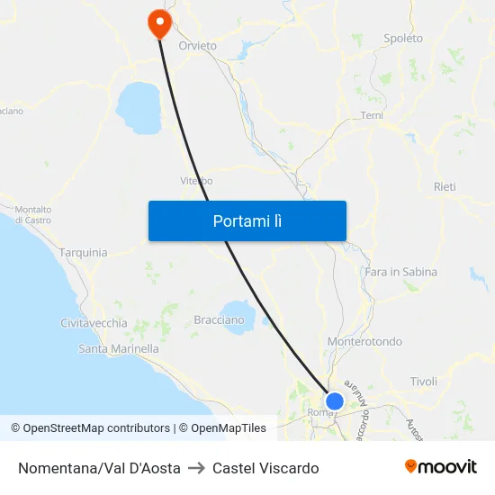 Nomentana/Val D'Aosta to Castel Viscardo map