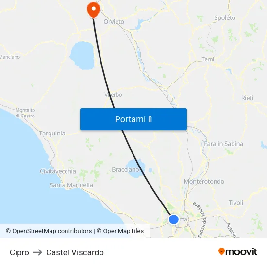 Cipro to Castel Viscardo map
