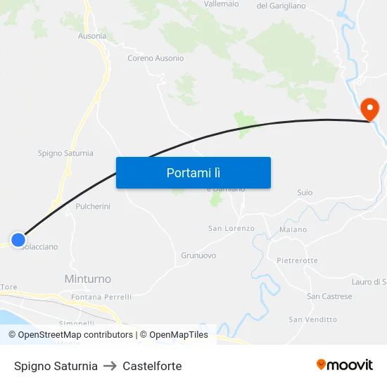 Spigno Saturnia to Castelforte map