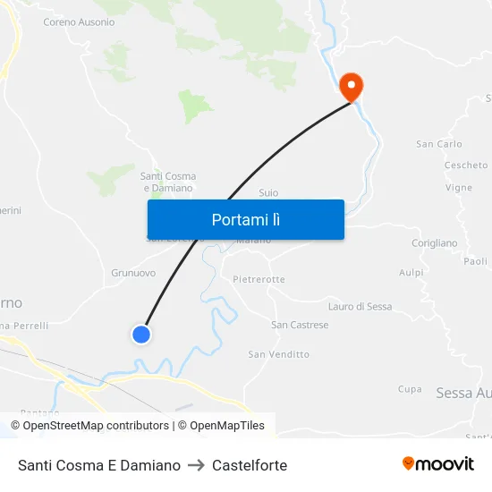 Santi Cosma E Damiano to Castelforte map